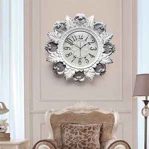 Đồng hồ treo tường bông hoa 03 phong cách Châu Âu trắng